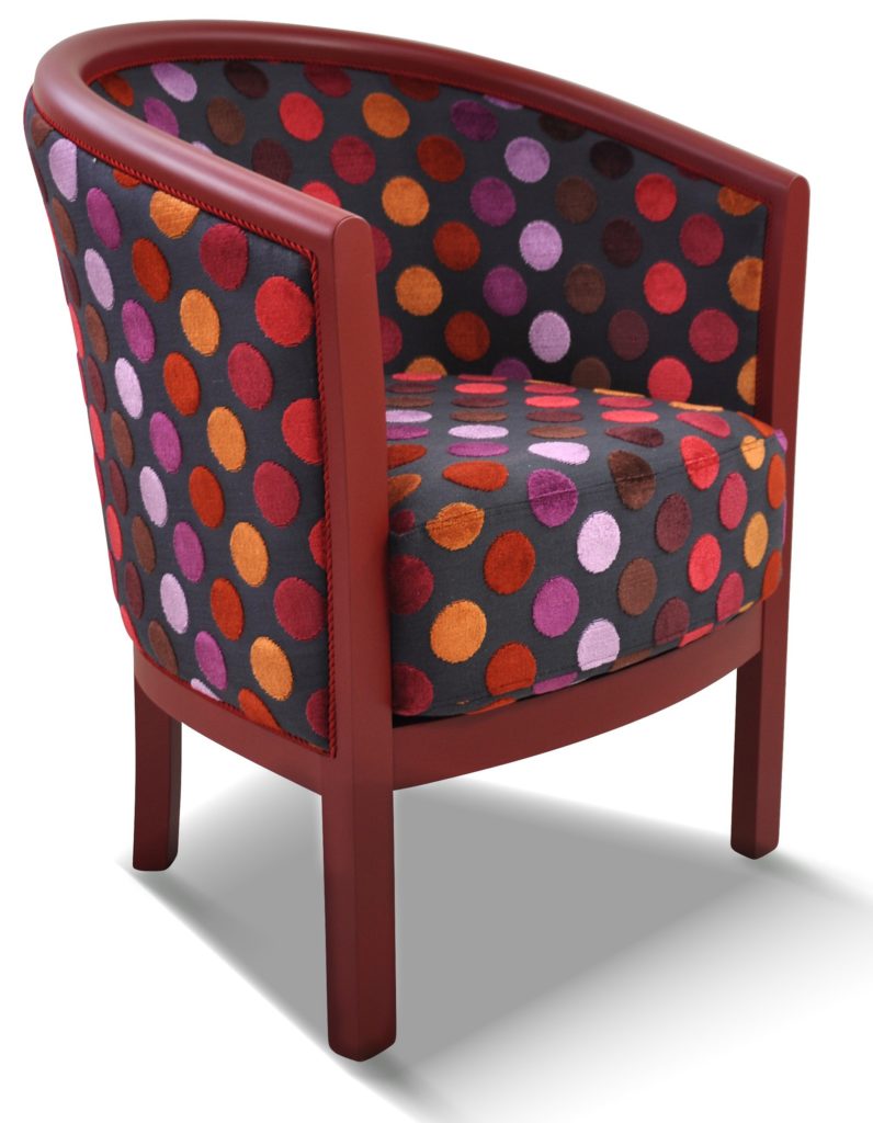 JULIEN laque rouge tissu berlet pois